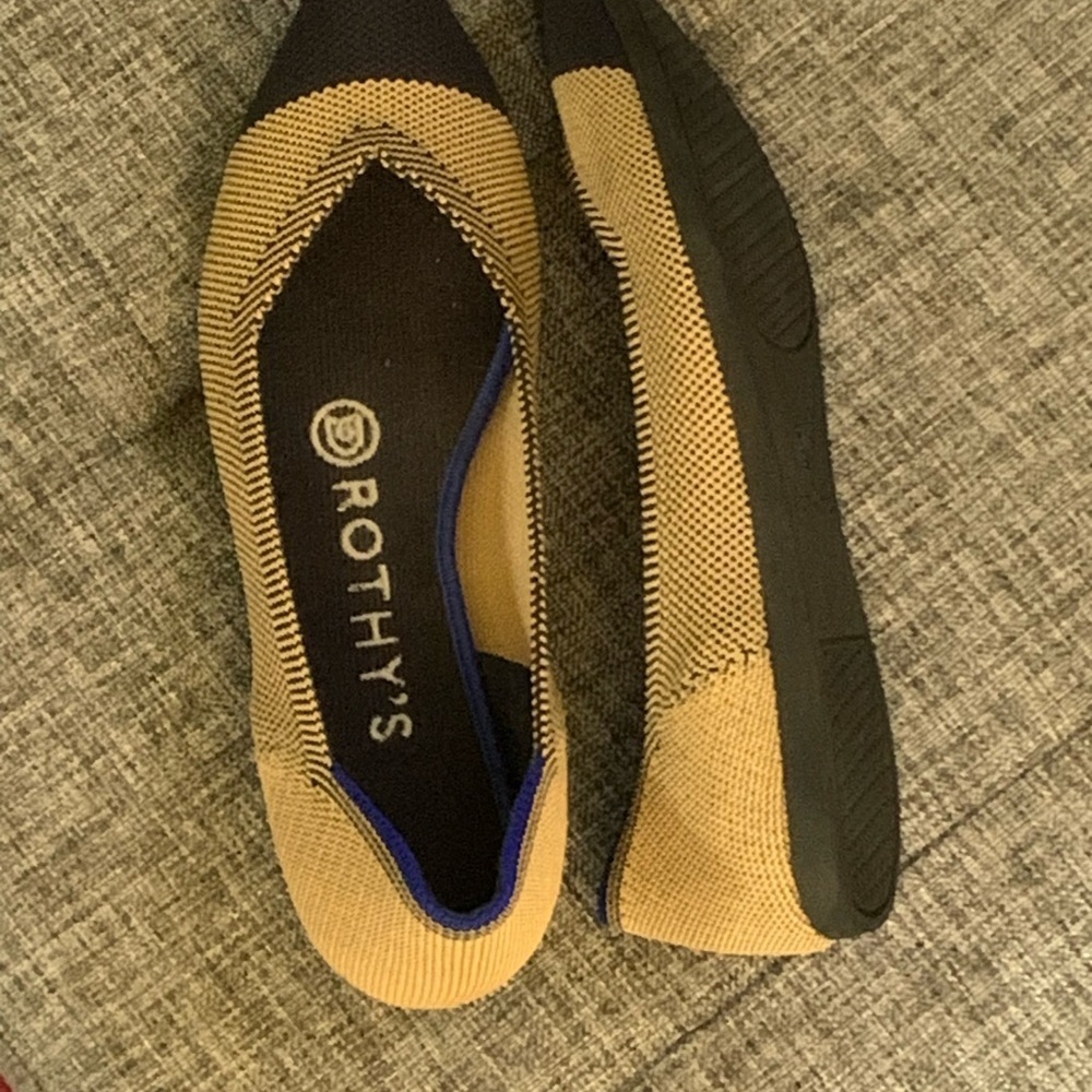 W6 ROTHY’S Dune Cap-Toe Pointed Flats: Tan and Blue​​​ - Picture 8 of 8